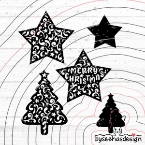 Sterne Tannenbaum Plotterdatei SVG DXF 